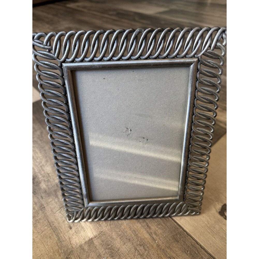 Vintage Russ Metal Picture Frame Coquette Ornate Silver Tone Loops 5x7
